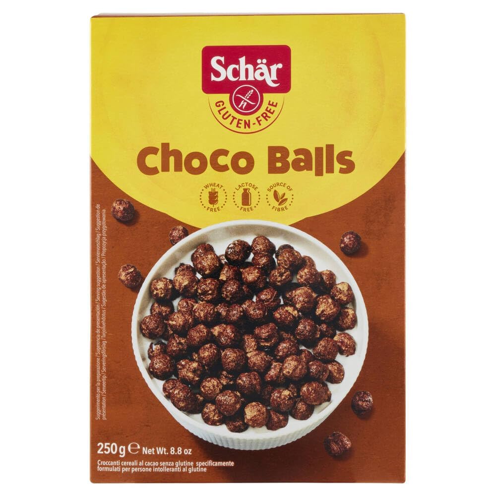 Italian Gourmet Bundle Schar 6x Céréales Choco Balls sans gluten 250g, billes croustillantes au cacao, petit-déjeuner & snack, à déguster avec lait/yaourt, gourmand, sans blé + Italian Gourmet Polpa