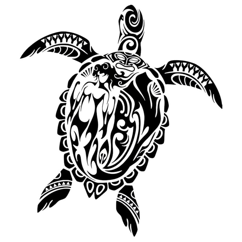 Sea Turtle Mermaid Ocean Tribal Fishing Boat Car Window Vinyl Decal Sticker Car Styling(Black,15CM)