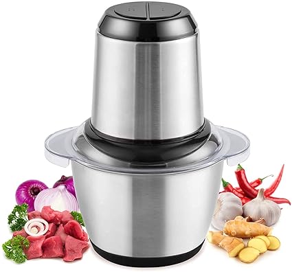 Home Amaz 700W Stainless Steel Electric Meat Grinders with Steel Bowl Steel Body Vegetable Chopper Cutter for Kitchen Food Mixer, Meat, Onion, Garlic Slicer Dicer, Fruit & Nuts Blender (2 Liter)