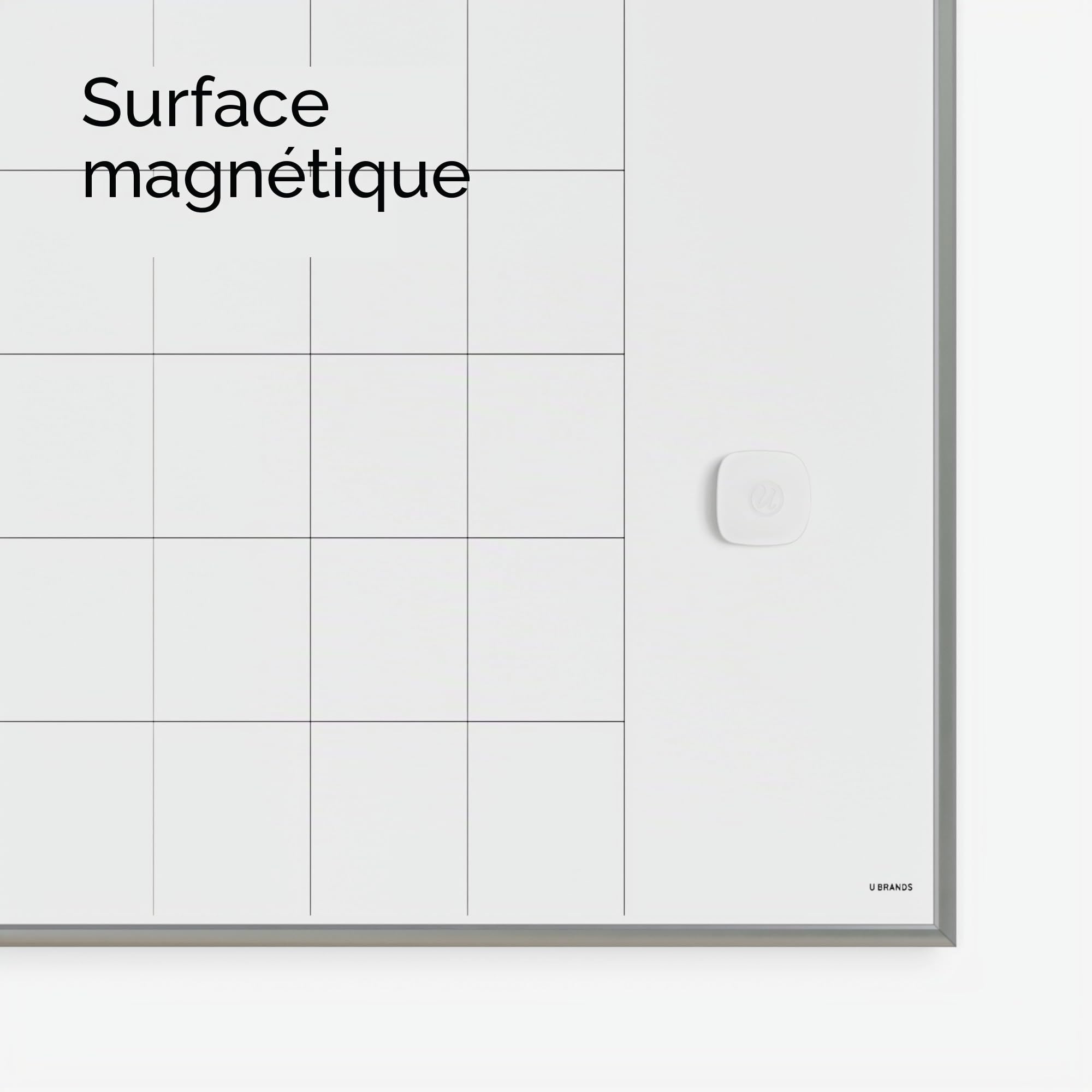 U Brands magnétique Calendrier mensuel effaçable à sec Silver Frame
