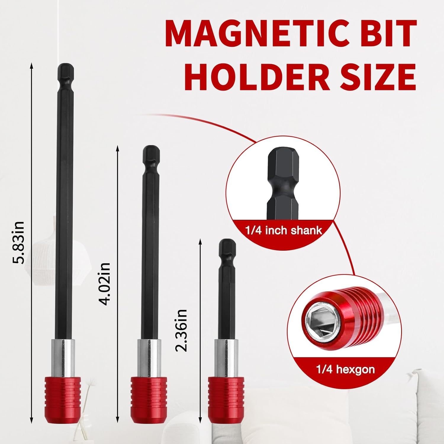 Drill Bit Extension 2/4/6’’,Magnetic Bit Holder 3 Pcs,Drill Extension Bit Holder 1/4’’ Hex,Bit Holder for Impact Driver CR-V Steel Quick Release for Screwdriver Bit Nut Drill Socket