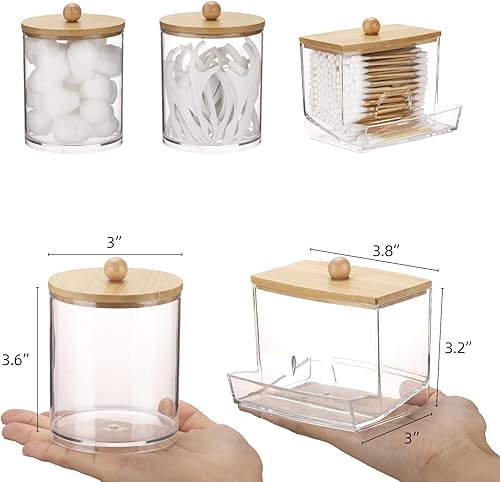 Miniatura 3 de Tbestmax Qtips - Contenedor dispensador de baño, soporte para bolas de algodón de 10/12 onzas, organizador de tarros de boticario