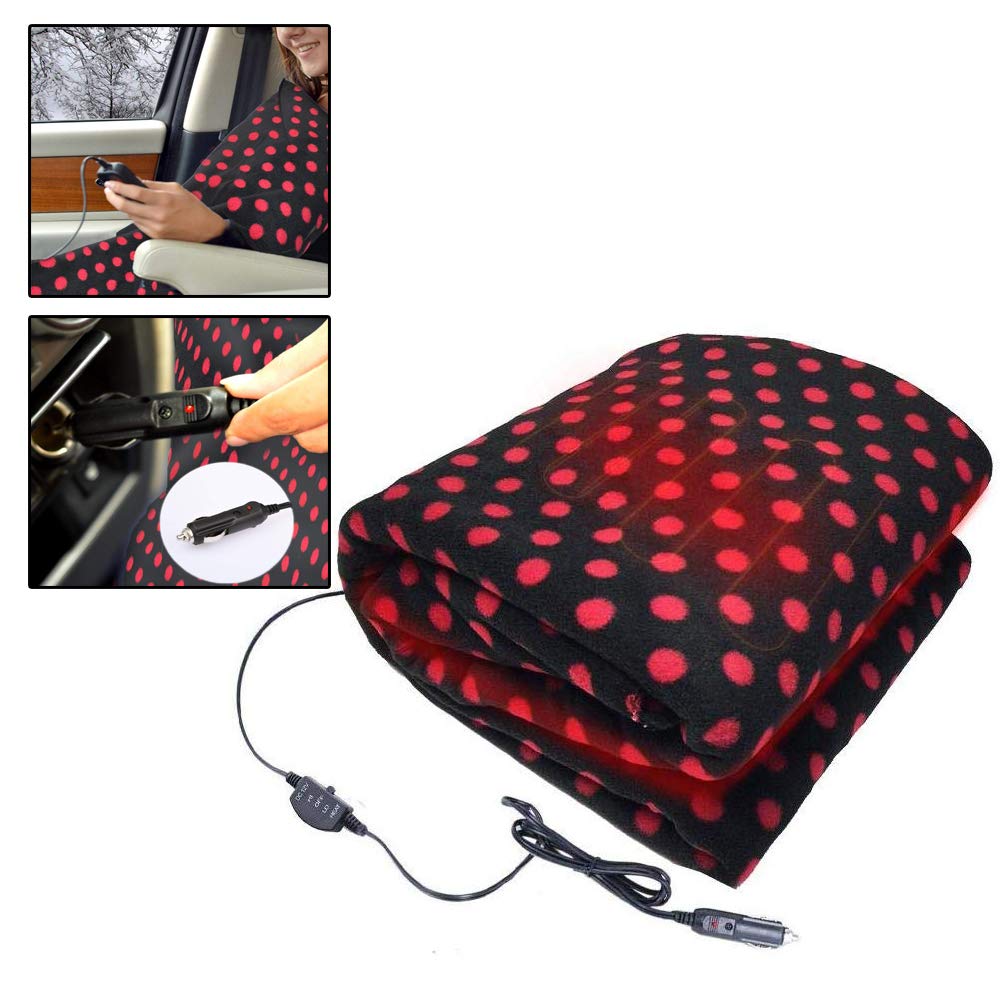 GHzzY Couverture chauffante électrique 12V pour Voiture, VUS, Camion, Bateau ou véhicule de Camping - épaissir Couverture chauffante pour Voiture à température réglable - 150x100cm