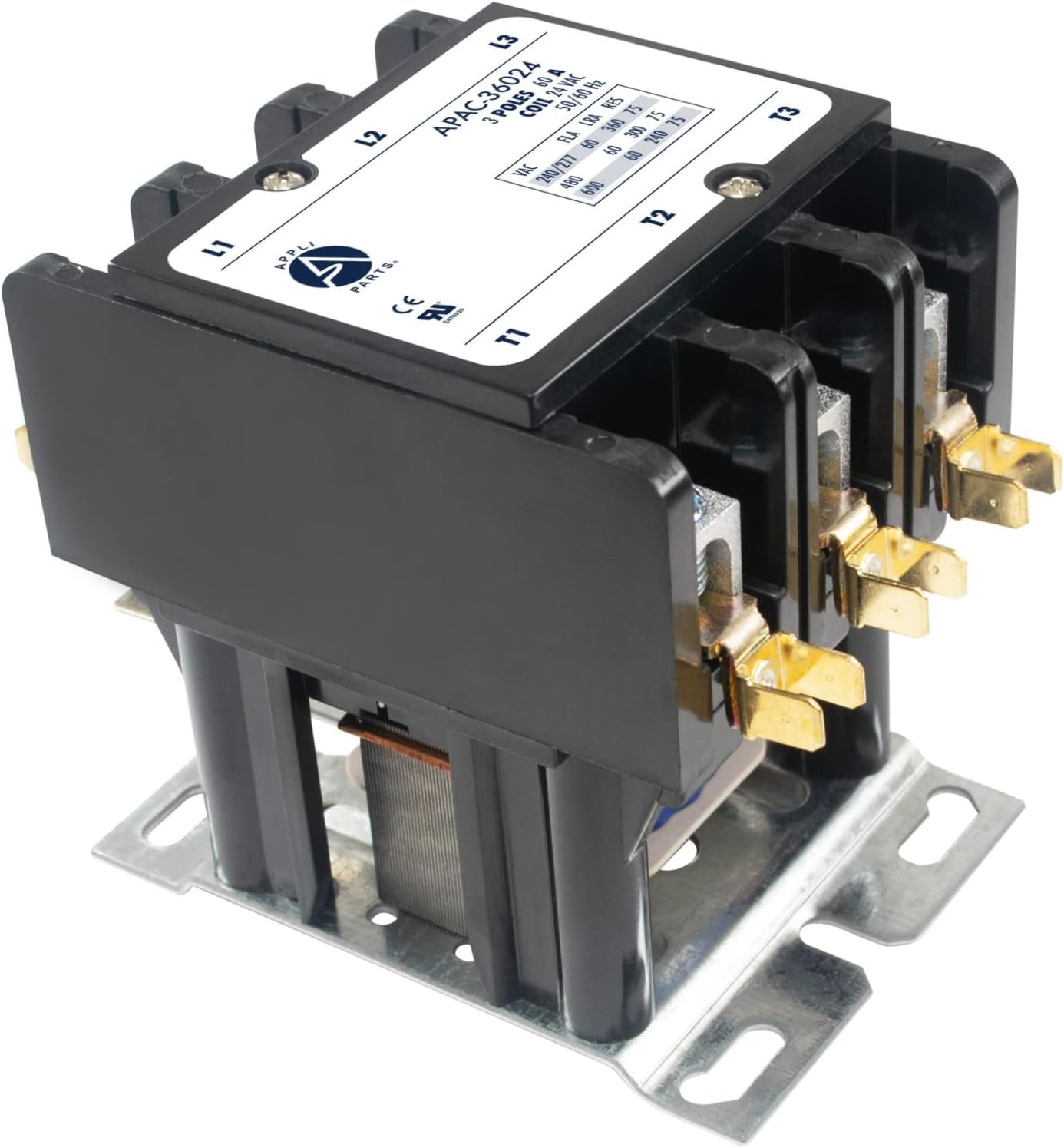 Appli Parts APAC-36024 Heavy Duty 3 Poles Contactor 60 Amp 24 Volts Coil Replacement for ac Compressor and Electrical Applications UL Certified 476929