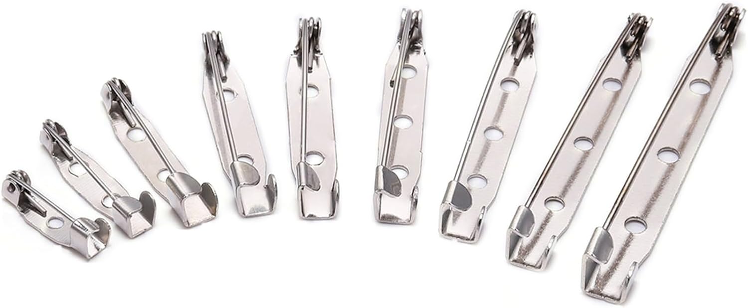 Back Clasp Brooch pin badges50pcs/lot 15 25 30 35 45 Mm Brooch Clip Base Pins Pins Brooch Blank Base For DIY Jewelry Making Supplies (Color : Silvery2, Size : 32mm) ( Color : Silvery2 , Size : 45mm )