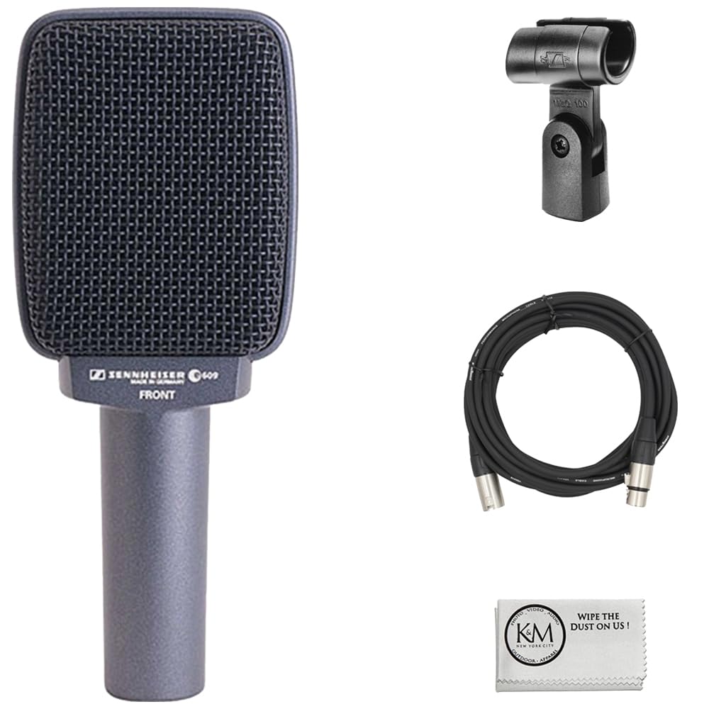 E609 Silver Instrument Microphone Bundle with 20ft XLR Cable + Cleaning Cloth (3 Items)