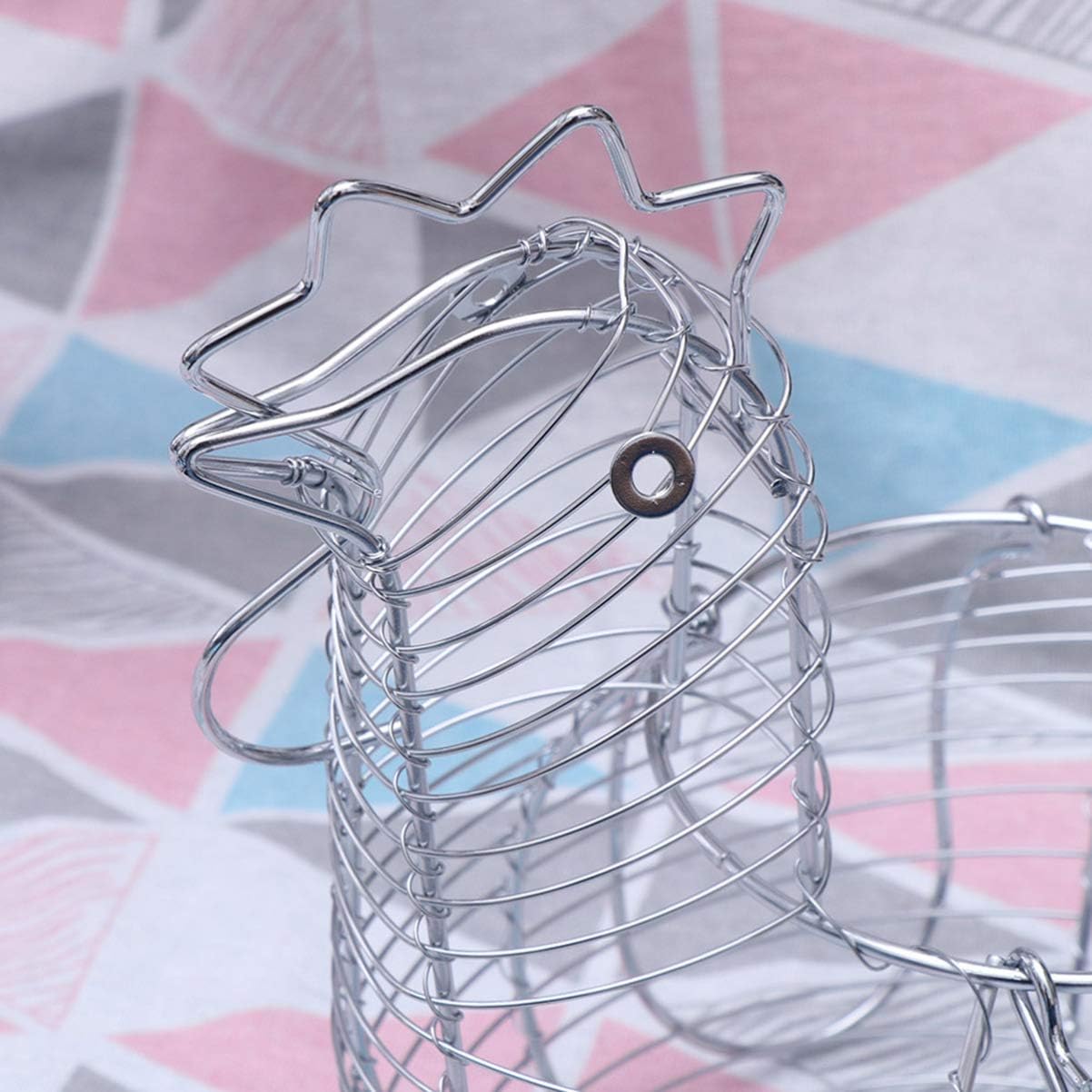 Decorative Egg Holder Wire Egg Container Fridge Sundries Containe Egg Basket with Handle Fruit Vintage Decor Egg Holder Tray Black Trim Iron Art Storage Basket Skeleton Snack (Silver)