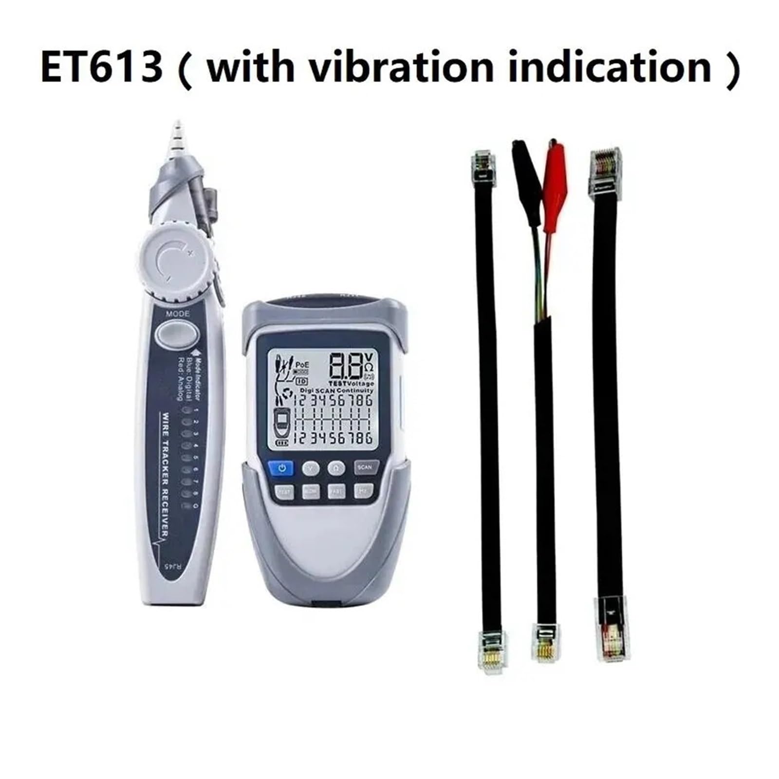 Tester for Cavi di Rete Localizzatore Linea LAN Test Poe Tracciamento Cavi Digitalizzati Controllo del Cavo Ethernet del Punto di Interruzione Leggero E Portatile(ET613)