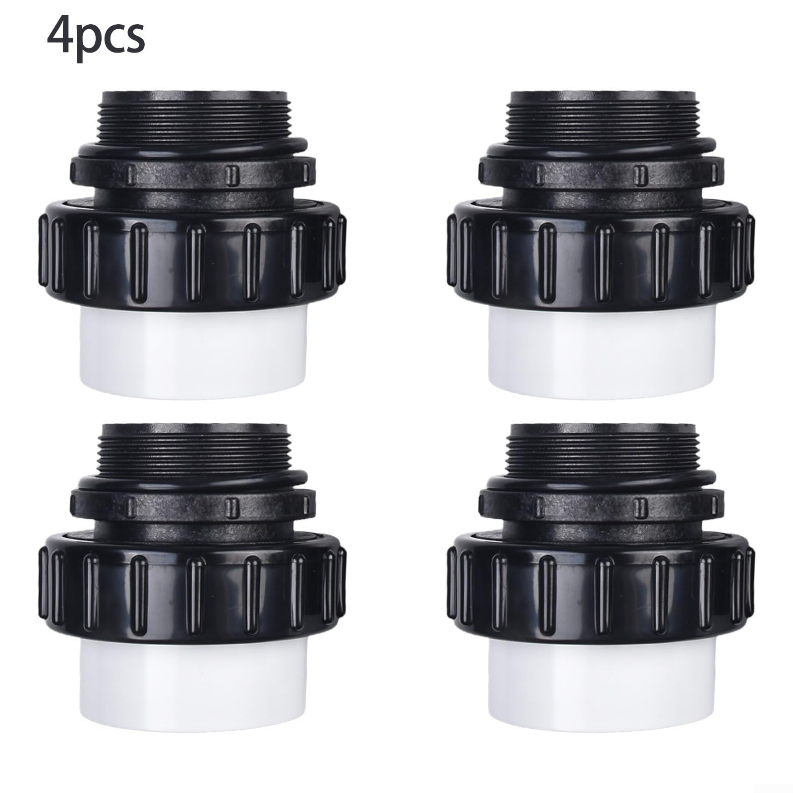Unión adaptadora MIP a PVC de 2 pulgadas para WhisperFlo y para bombas de piscina IntelliFlo, ajuste de deslizamiento alto ajustado a mano, roscado a junta deslizante, conector blanco y negro para (4
