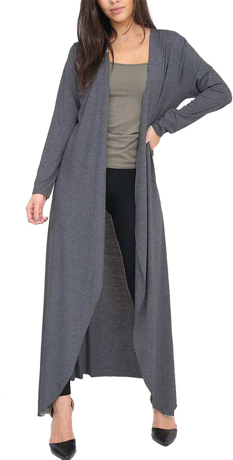 Womens Open Floaty Boyfriend Cardigan Ladies Long Sleeve Full Length Maxi Cardigans