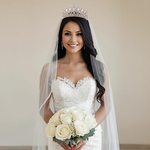 Miniatura 3 de FORSEVEN Tiaras y coronas de cristal para mujer Boda y fiesta de cumpleaños, corona de princesa, accesorios para el cabello Diadema de diamantes