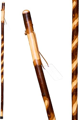 Miniatura 2 de Bastones de madera rústica para senderismo, bastones hechos a mano para niños, mujeres y hombres, bastones de senderismo con correa de cuero para la