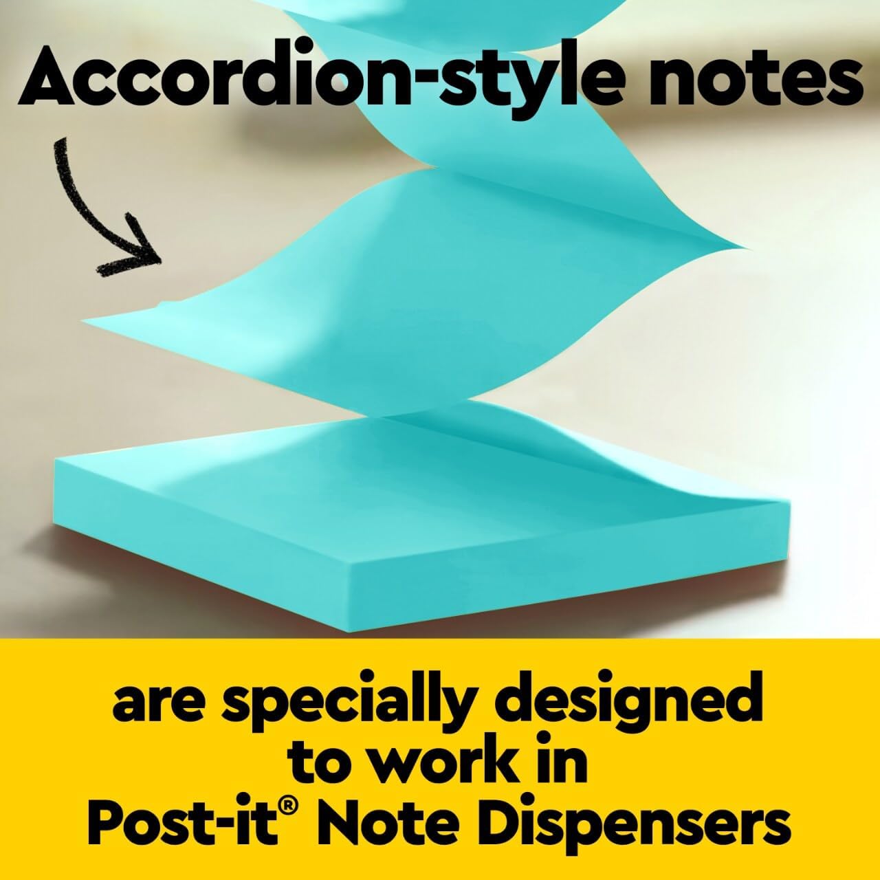 Post-it Note Dispenser with Post-it Pop-up Notes, Black Base with Steel Top, 1 Aqua Splash 3 in. x 3 in. Super Sticky Note Pad, Classroom or Office Supplies - 2 Pack