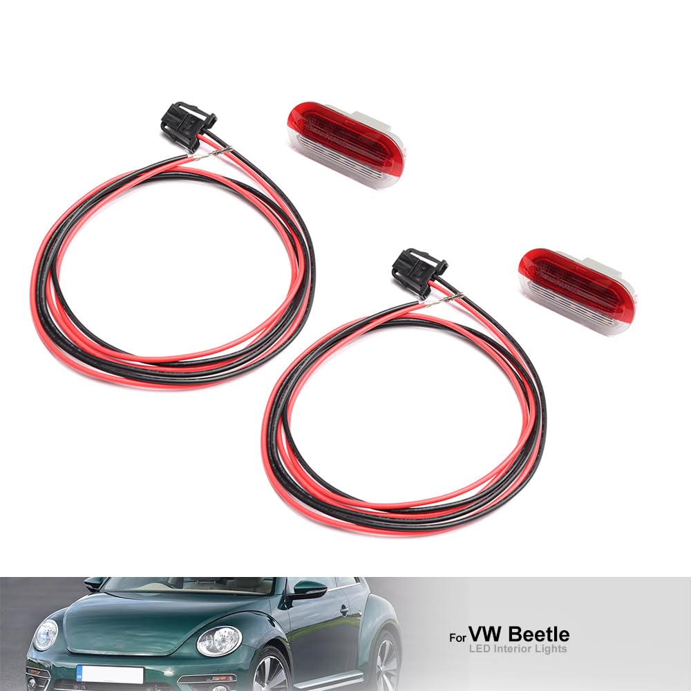 lumières de courtoisie de porte LED rouges pour V.W Golf III Beetle New Beetle Polo 9N3 Caddy III Tour.an I lampe d'avertissement de porte latérale lampe d'entrée de porte projecteur de porte