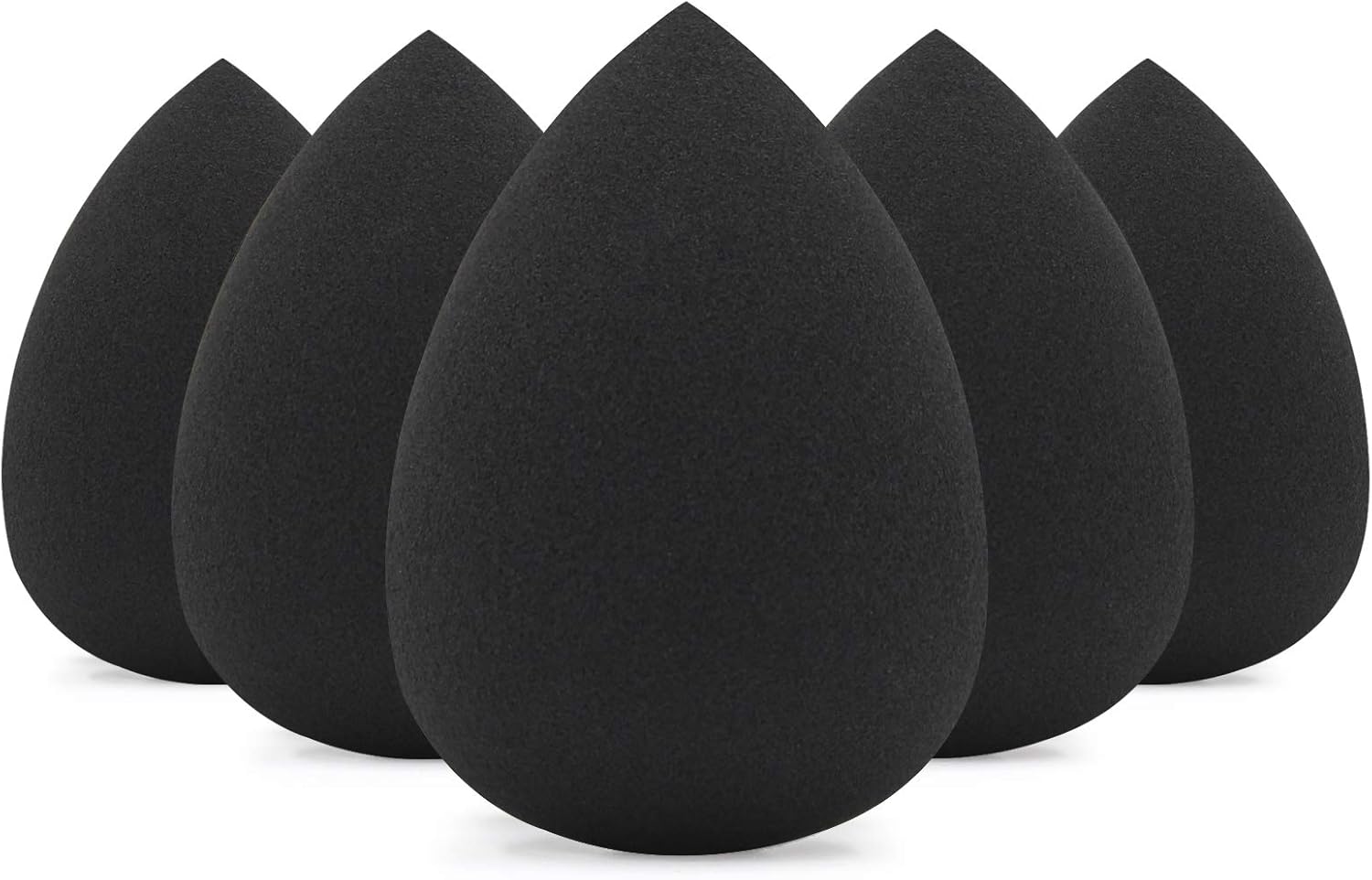 BEAKEY 5 Esponjas de Maquillaje de Color Negro, Esponja de Mezcla, Perfecta Para Líquidos, Crema y Polvo, Sin Látex y Esponjas de Maquillaje Veganas