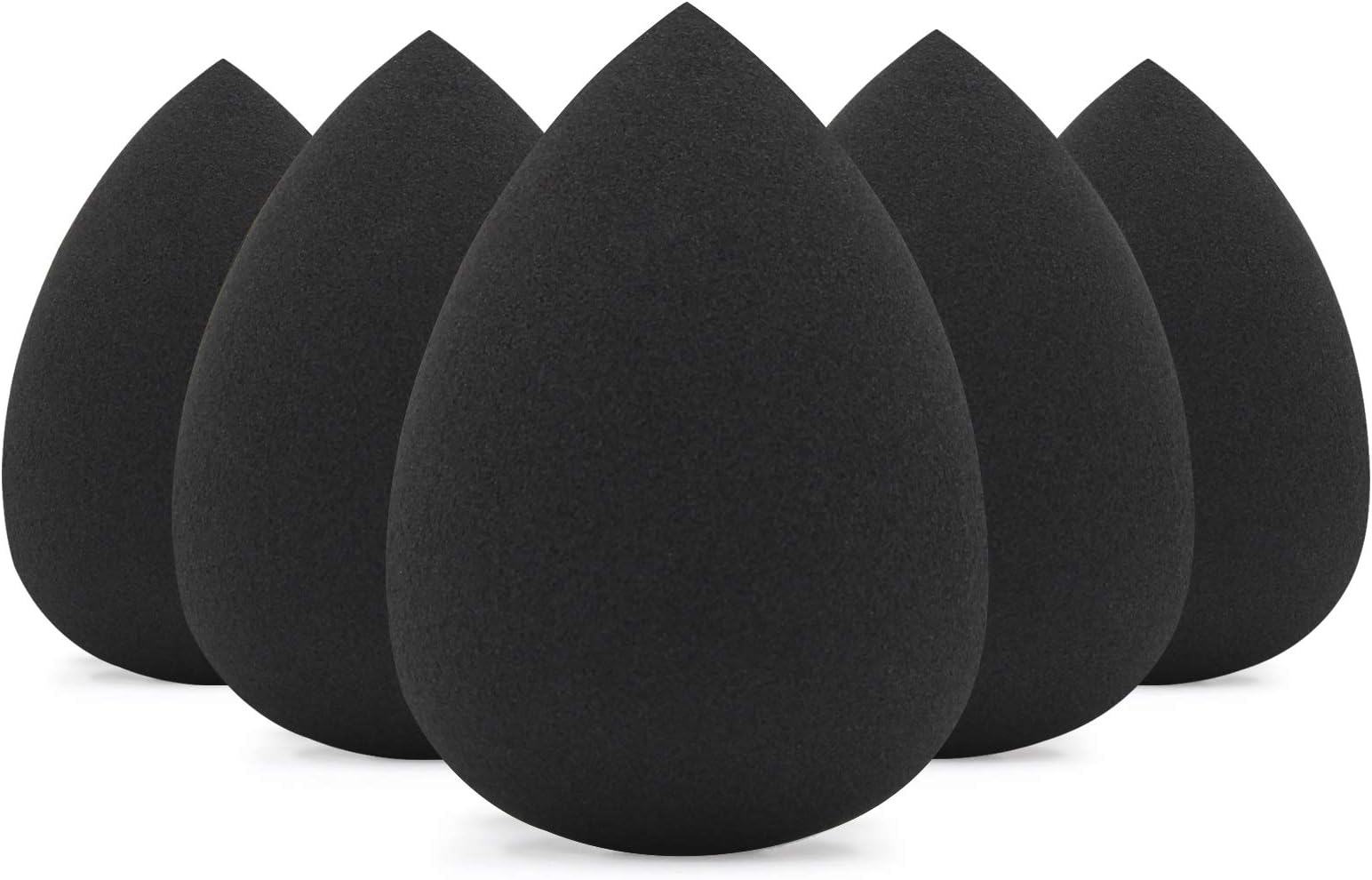 BEAKEY Makeup Sponge Set, Foundation Blending Beauty Sponge, Makeup Applicator Flawless for Liquid, Cream, and Powder, Latex Free and Vegan Makeup Sponges-5 Pcs Black