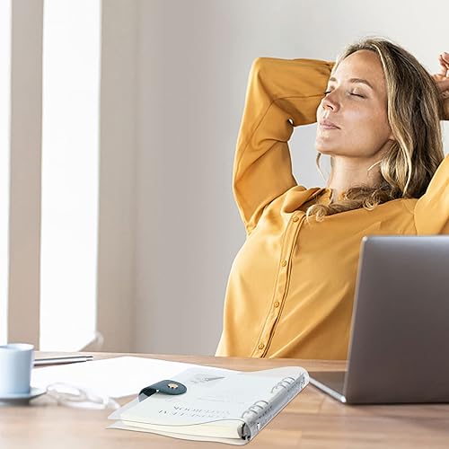 Miniatura 5 de MultiBey Funda transparente A5 para cuaderno, 6 anillas negras con 90 hojas de papel interior forrado, planificador de presupuesto con cierre a