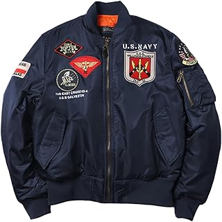 [D.IIZOO] ワッペン 刺繍 中綿 フライトジャケット メンズ ma-1 ジャケット ナイロン ジャンパー ミリタリージャケット 防寒 エムエーワン アウター カジュアル ブルゾン かっこいい おしゃれ 秋冬 大きいサイズ F1118A