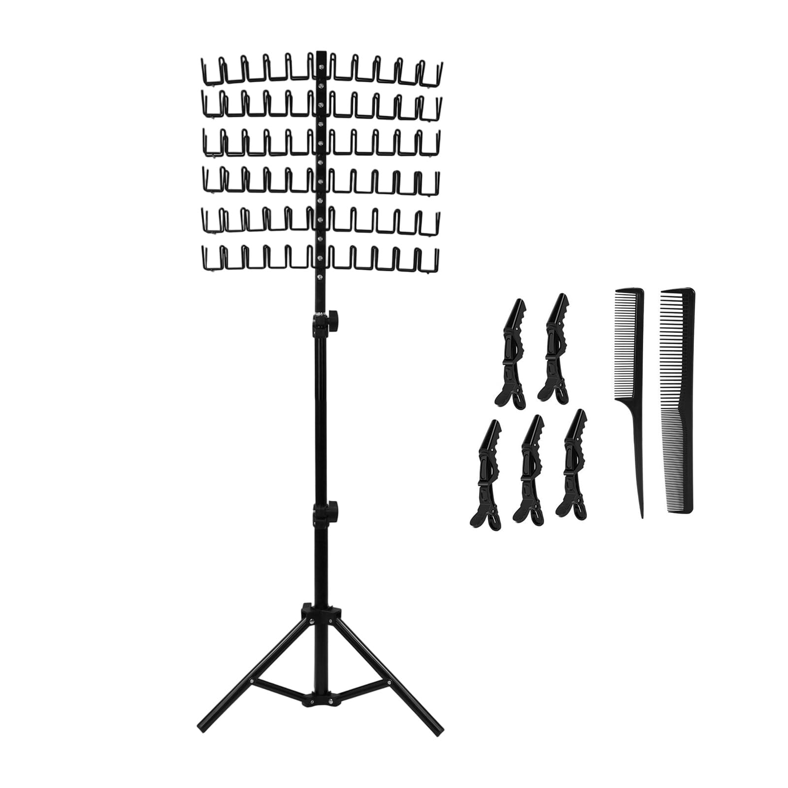 Soporte de extensión de cabello de altura variable con 120 pinzas 7