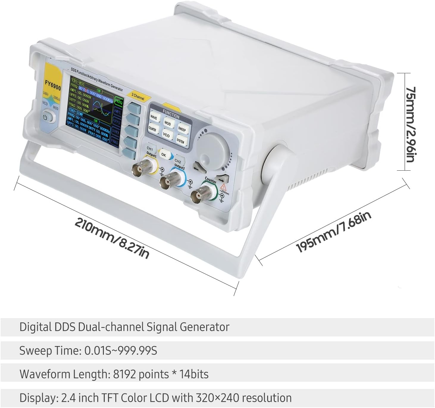 20/60/100MHz Module Digital DDS Signal Generator Waveform Generator Pulse Signal Source 300MSa/s Frequency Meter(6900 100MHz)
