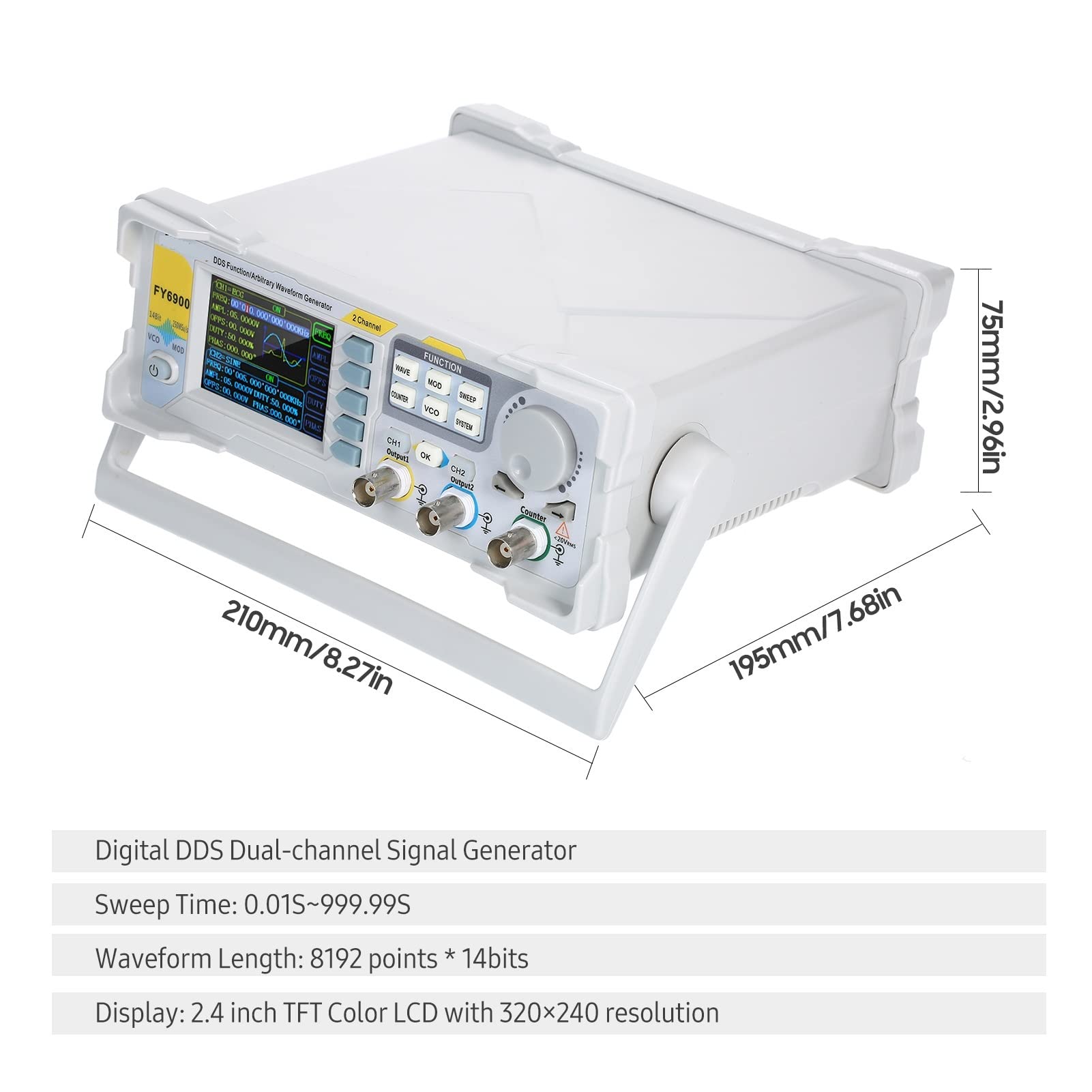 Module 20/60/100 MHz générateur de Signal DDS numérique Forme d'onde Source d'impulsion Compteur fréquence 300MSa/s,Haute sensibilité(6900 100MHz)