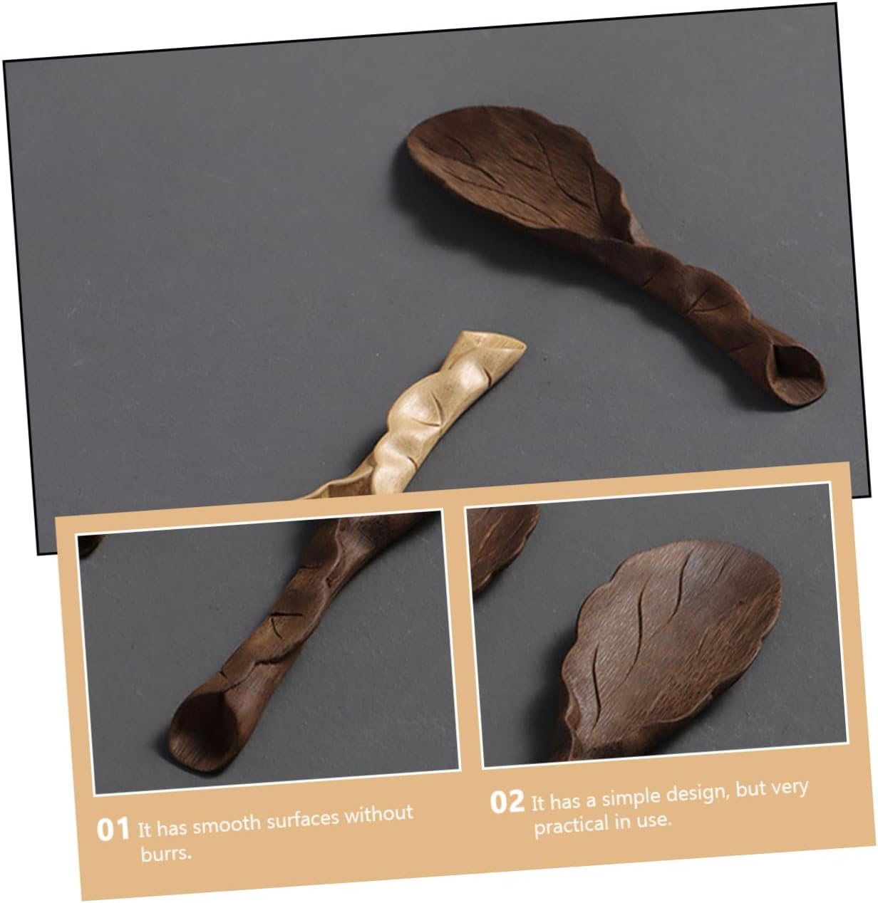 Handmade Carved Tea Spoon Tea Scoop Smooth Polished Surface Practical Measuring Tool Salt Powder for Home Restaurant Use