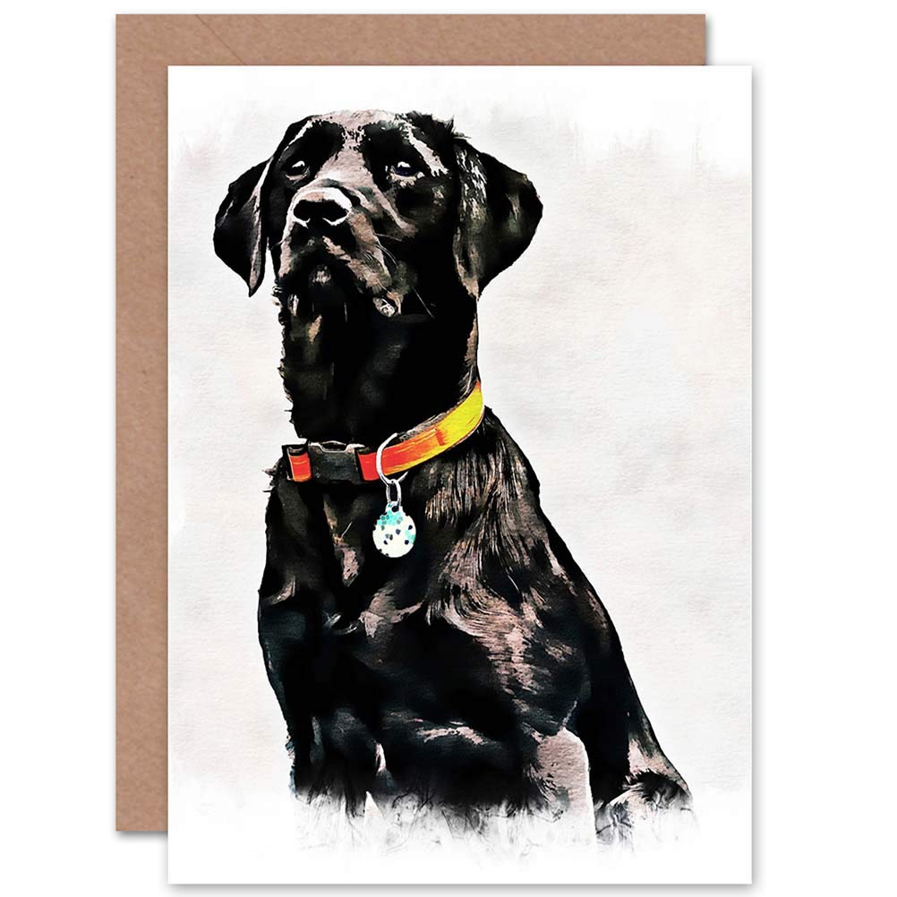 Wee Blue Coo CARD GREETING GIFT PHOTO PAINTING PET BLACK LABRADOR RETRIEVER DOG CUTE