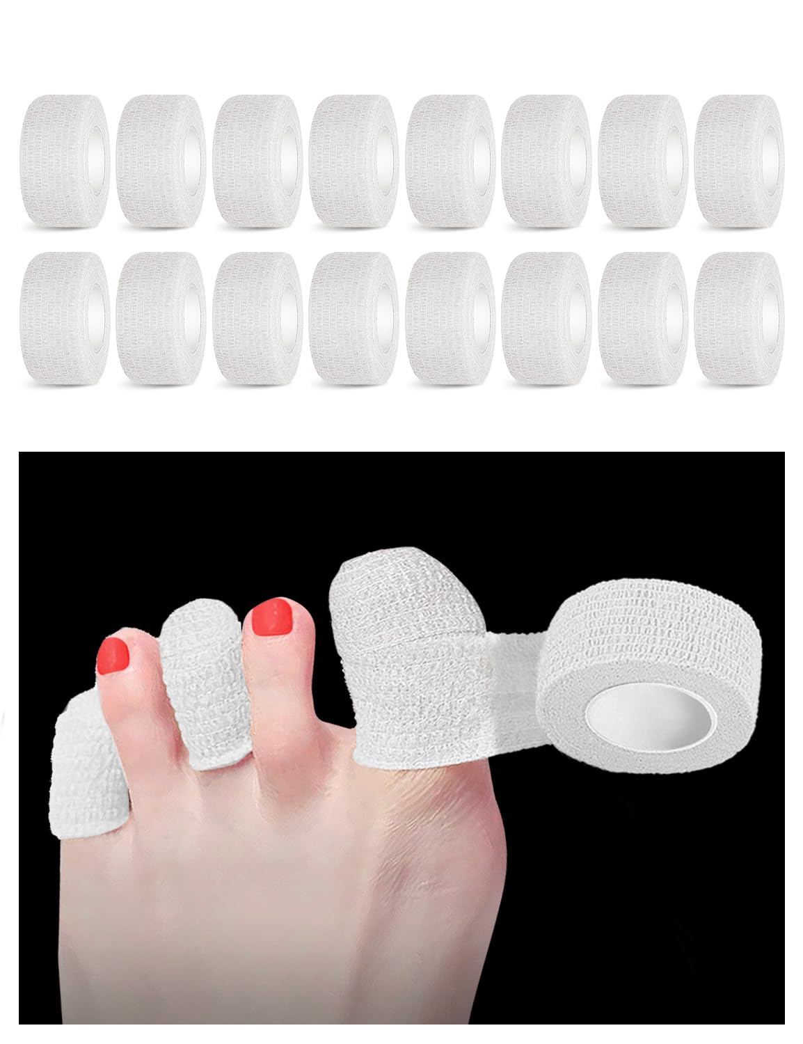 Broken Big Toe Little Toenail Protectors Women Men,Toe Caps Covers Bandage,Toe Cushions for Pain Relief,Ingrown Toenail Treatment,Corn Removers for Toes (White, Large Size(16 Rolls 1 Box))