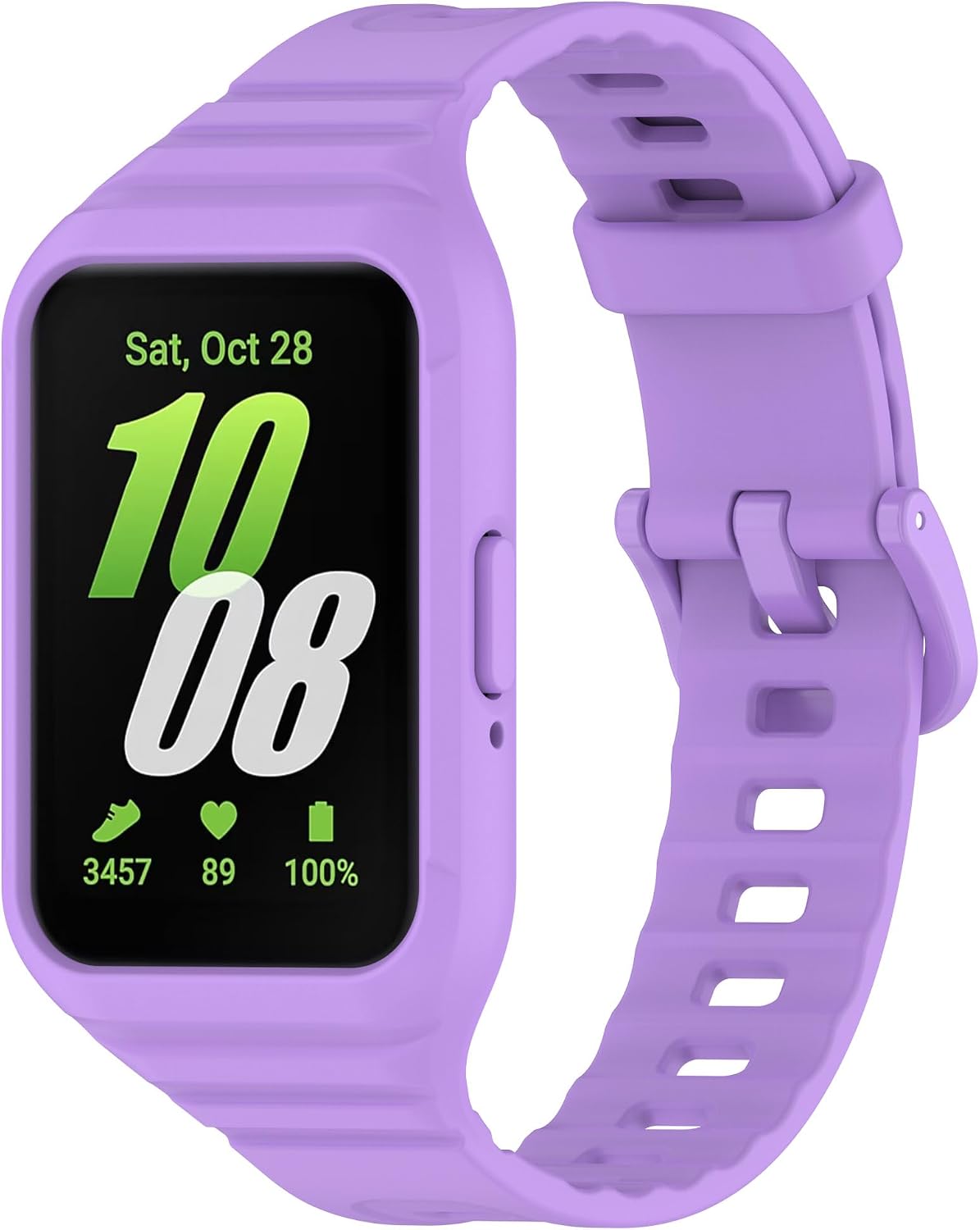 Senter Compatible with Galaxy FIT3 Rugged Bumper Case with Band, Sport Silicone Protective Case for Samsung Galaxy FIT 3（SM-R390） Smart Watch for Women Men