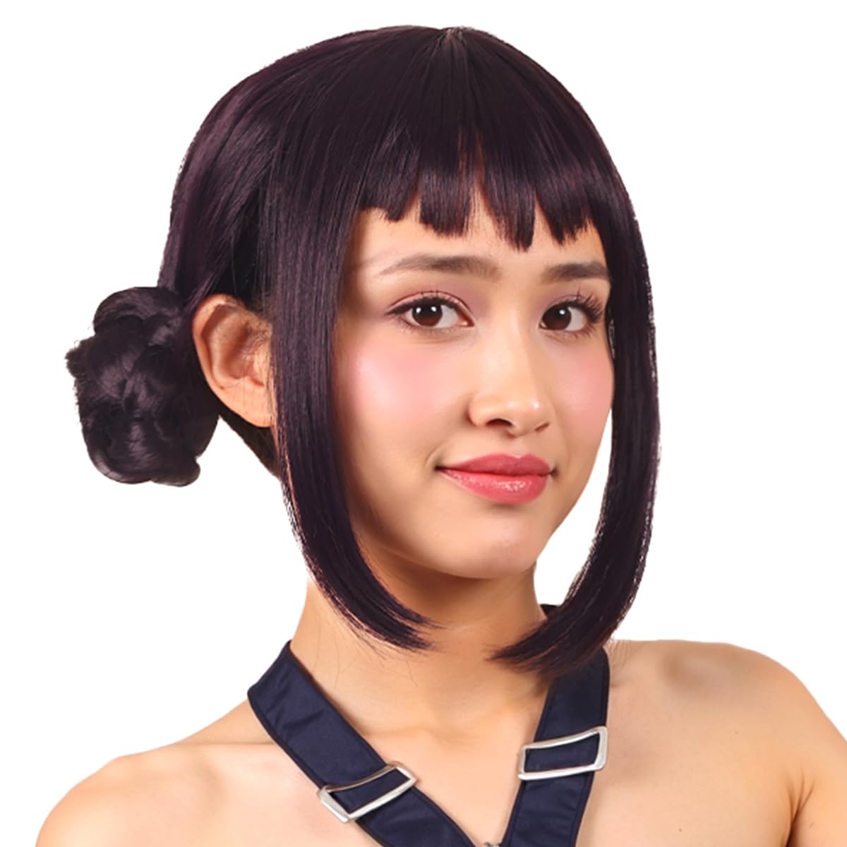 Amazon.com: ColorGround Short Black Purple Cosplay Wig with 