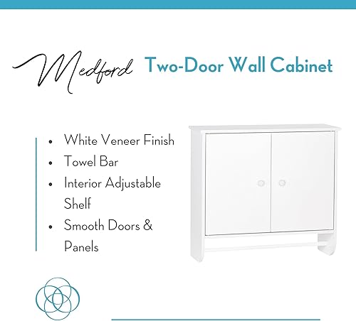 Miniatura 4 de RiverRidge, Armario de pared Medford blanco de dos puertas, tamaño único
