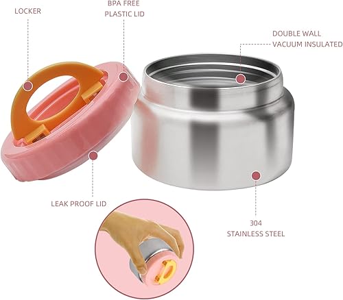 Miniatura 3 de CocoMeiwei Termo para alimentos calientes y niños recipiente aislado para bebidas frías de 8 onzas de acero inoxidable boca ancha termo de sopa para