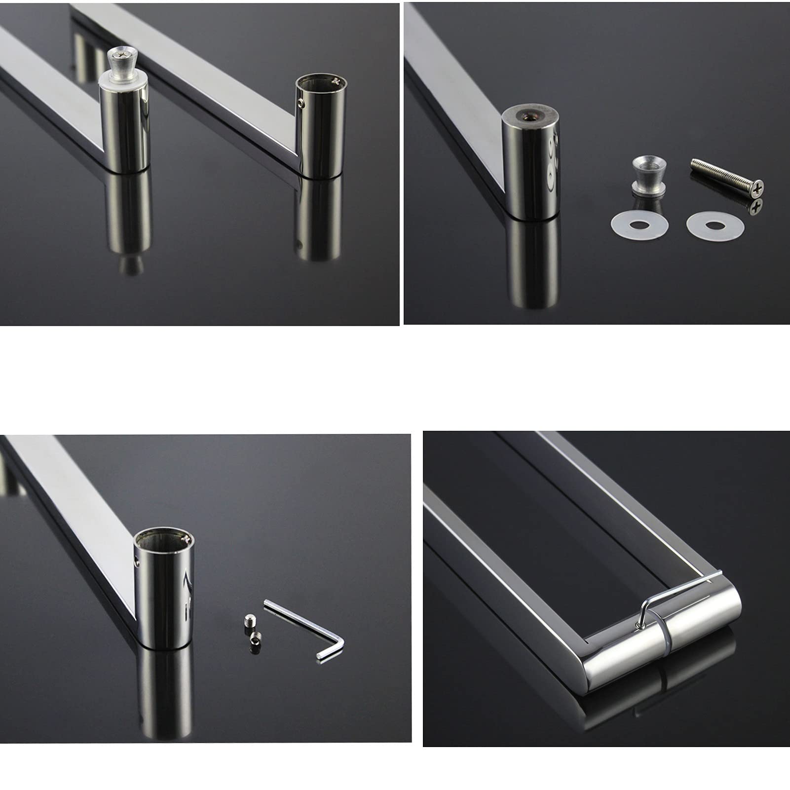 Écran de Douche poignée de Porte Barre d'appui en Acier Inoxydable Coulissant Salle de Bain Boutons de Porte en Verre Ensembles de Remplacement pour cabines de Douche (Taille : 160 mm)