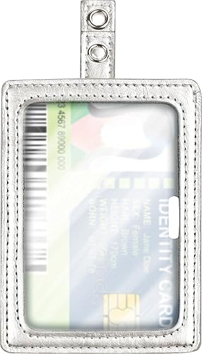 Cosco MyID - Soporte para tarjetas de identificación y tarjetas de identificación, plateado, 4 x 2.5 pulgadas (075004)