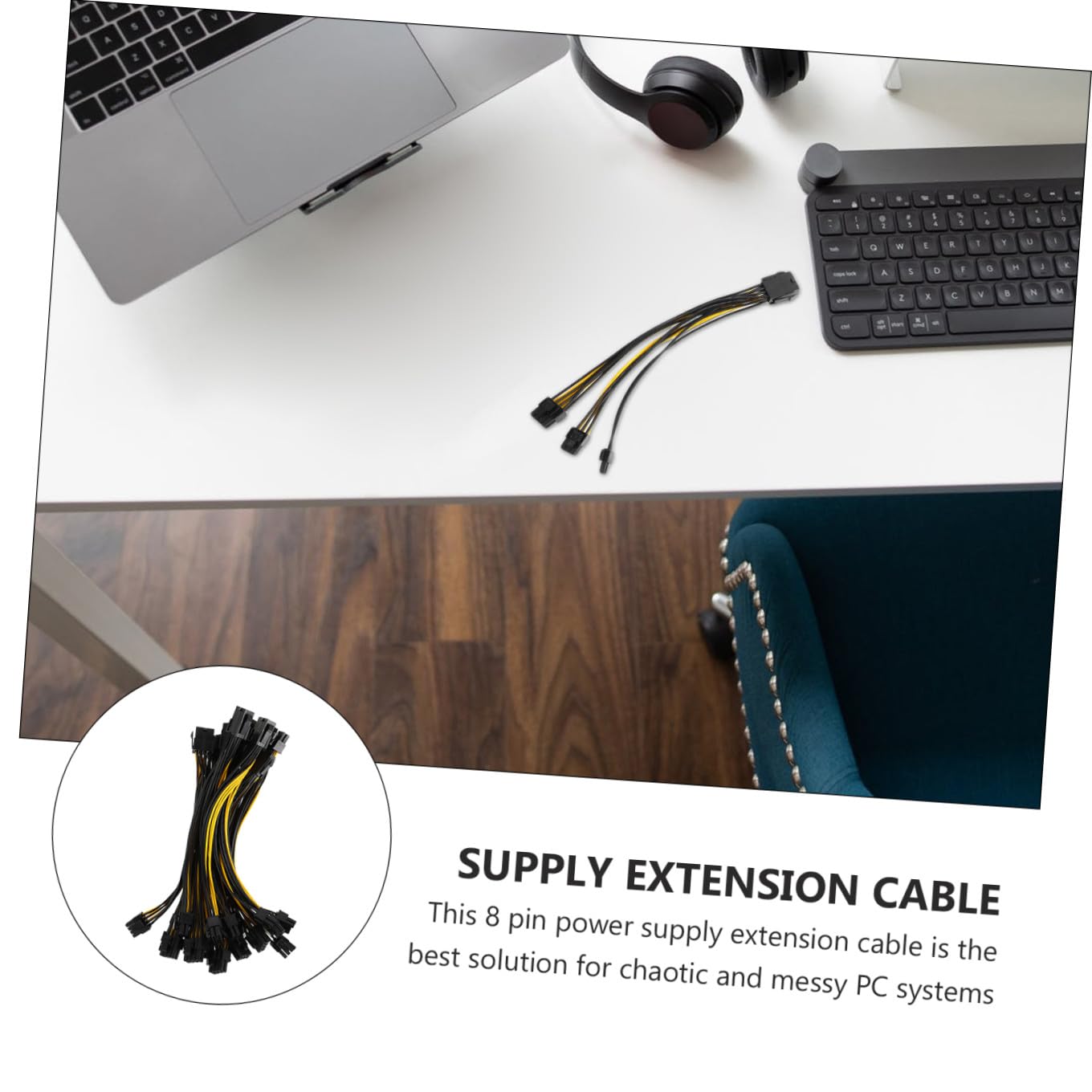 Cable de Alimentación de Extensión de Gráficos 8p a 6 2p 10 Piezas | Cobre, Od2.1 Mm, Extremo 5559 y Doble Interfaz 5557 Deslizante, para PC y Tarjetas Gráficas
