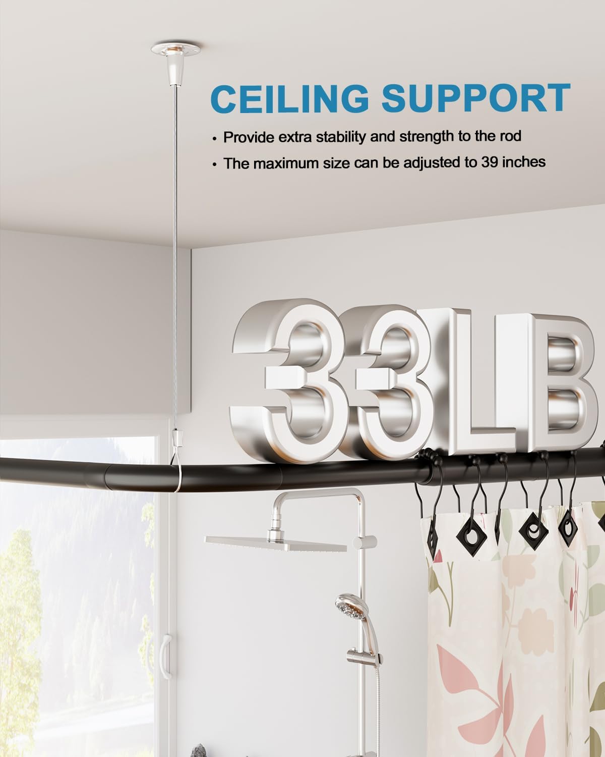 Supforce Ceiling Support for Closet Rod, Stainless Steel Wire Loop