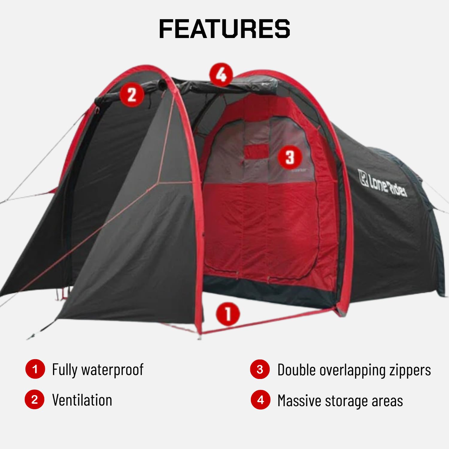 Lone Rider Motorrad Camping Zelt 2 Personen - Wasserdicht, Garage