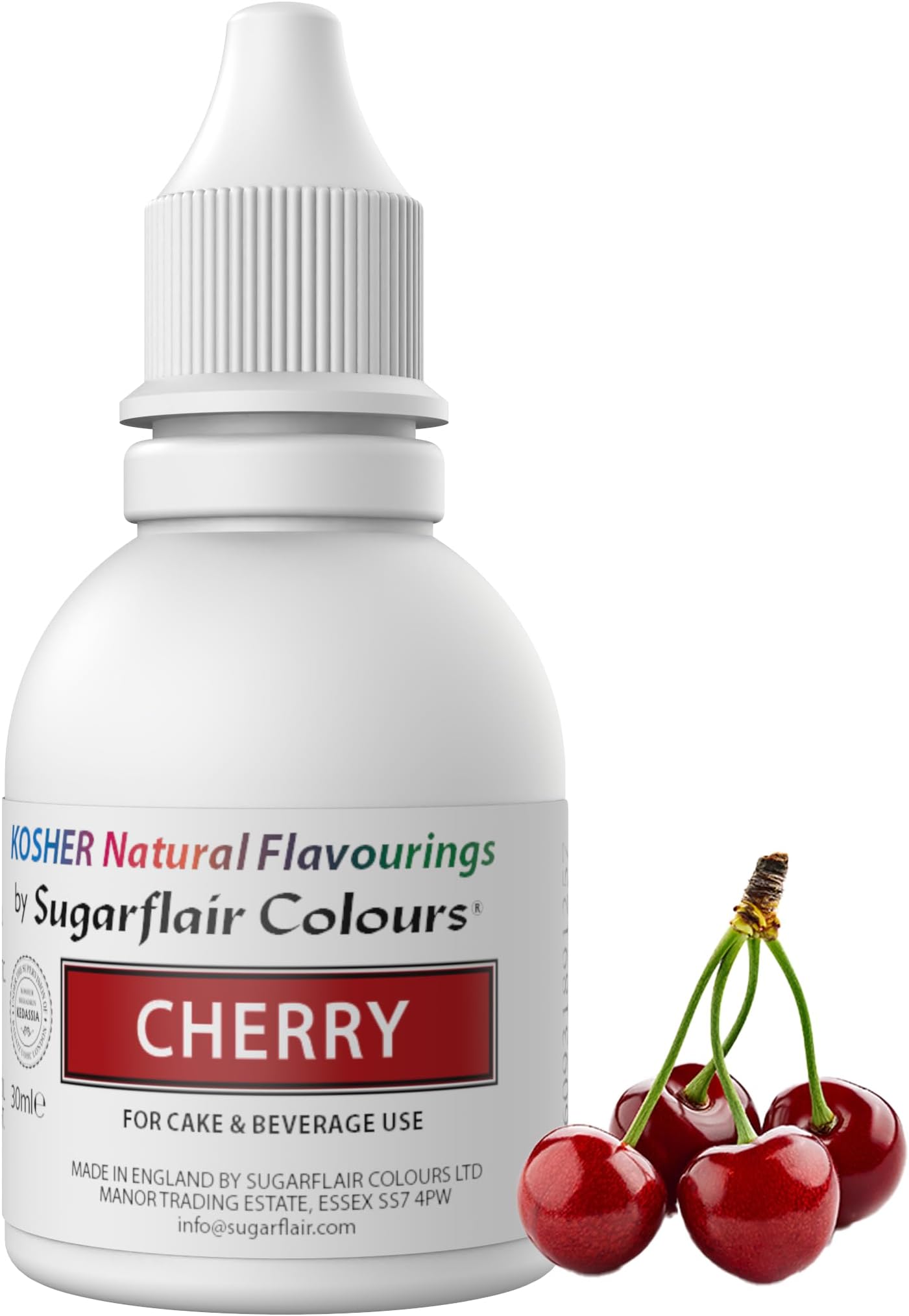Sugarflair Cherry Flavouring - Natural Food Flavouring for Baking, Cakes, Ice Creams, Chocolates, Icings and More! Pack Your Bakes With A Delicious Natural Food Flavour Extract - 30ml