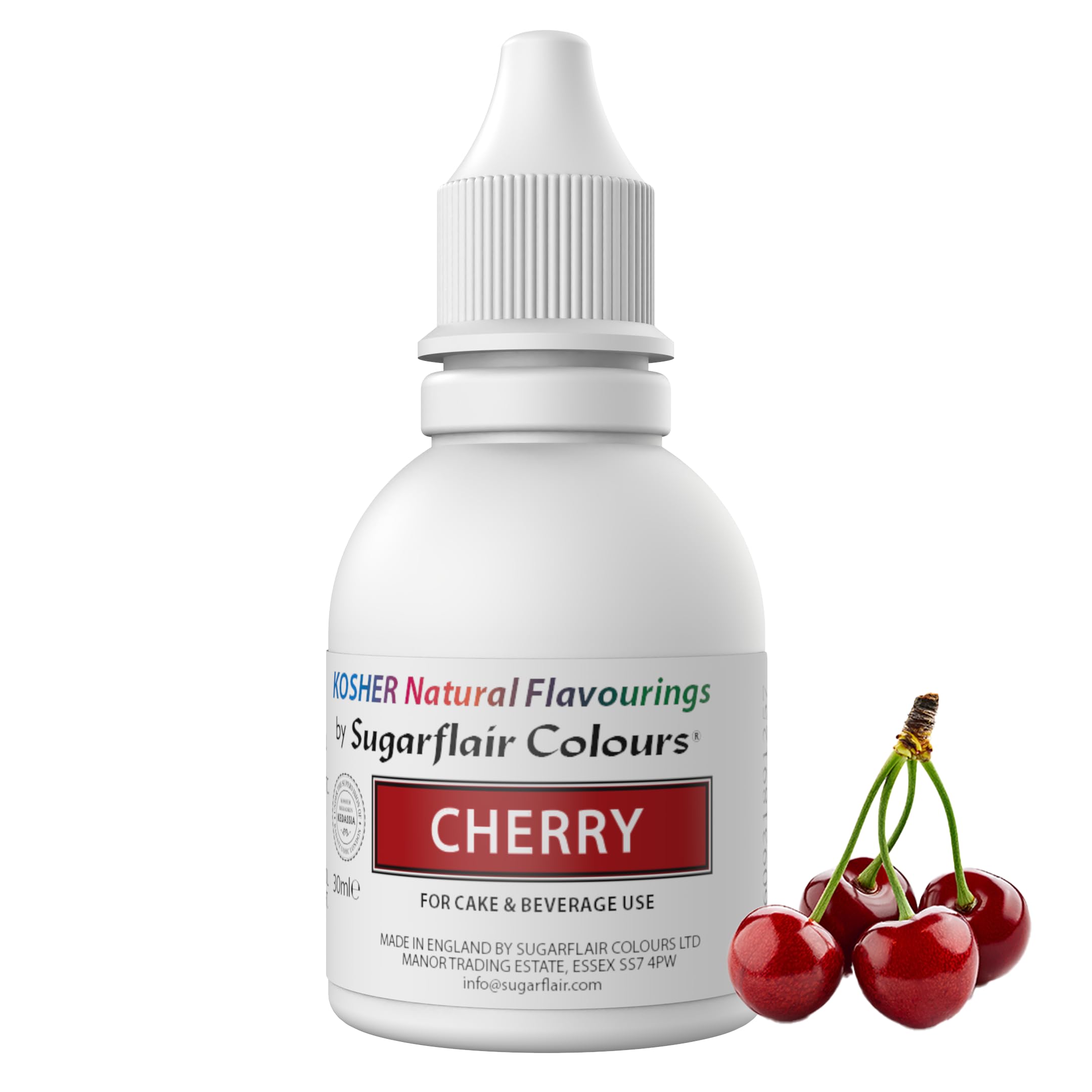 Sugarflair Cherry Flavouring - Natural Food Flavouring for Baking, Cakes, Ice Creams, Chocolates, Icings and More! Pack Your Bakes With A Delicious Natural Food Flavour Extract - 30ml