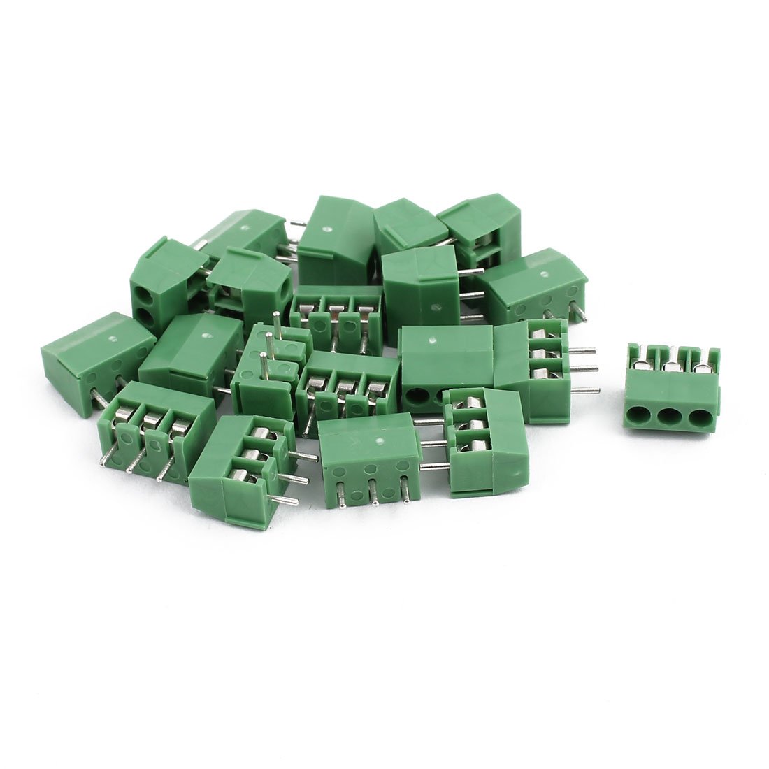 Sourcingmap 20Pcs ZB350 AC300V 10A 3P 3.5mm Pitch Screw PCB Terminal Blocks Connector Green