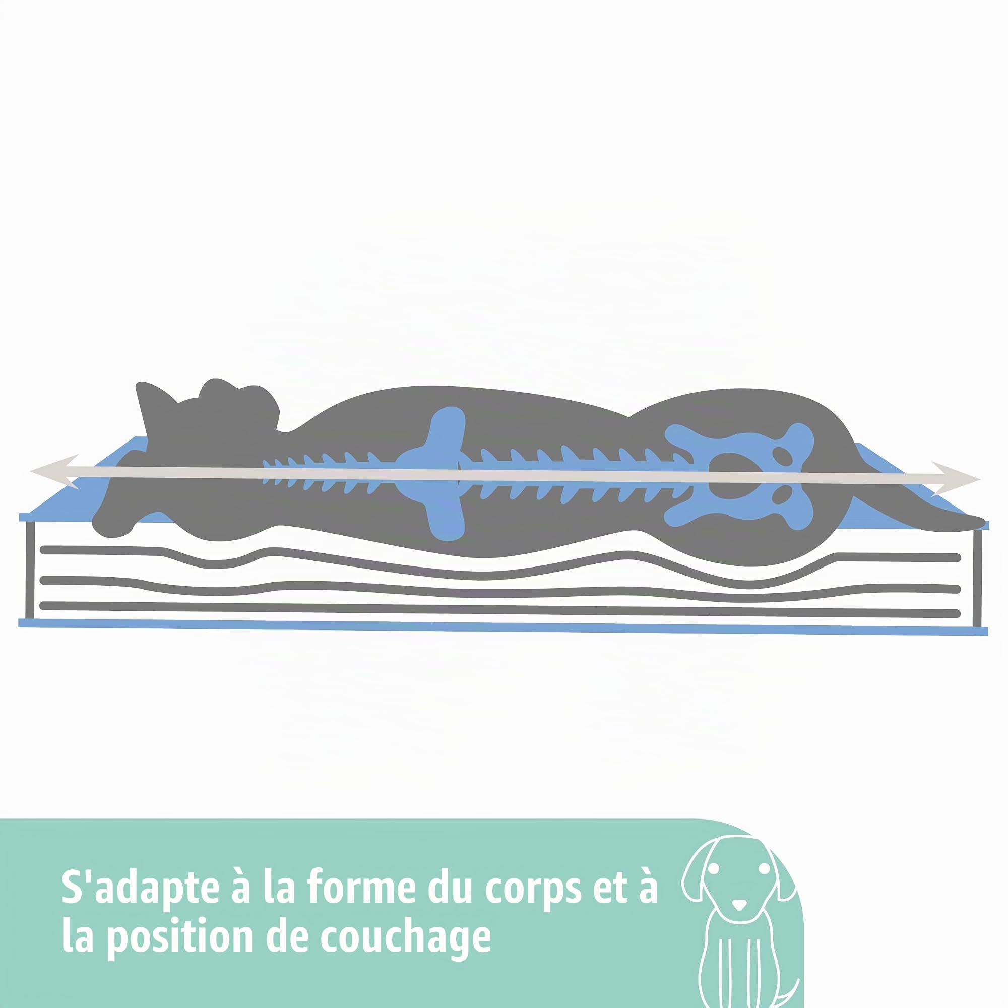 KERBL Matelas à Mémoire Forme Ovale pour Chien 100 x 65 x 8 cm, Gris/beige.
