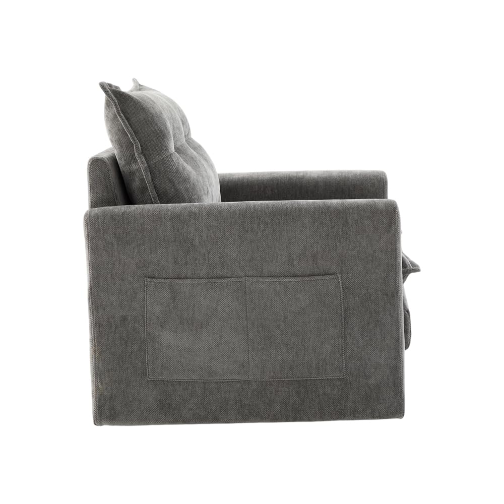 Sillón Giratorio 360° con Brazos y Cojines, Moderno, Cómodo para Sala, Dormitorio, Oficina o Estudio, Relax y Entretenimiento (Gris)