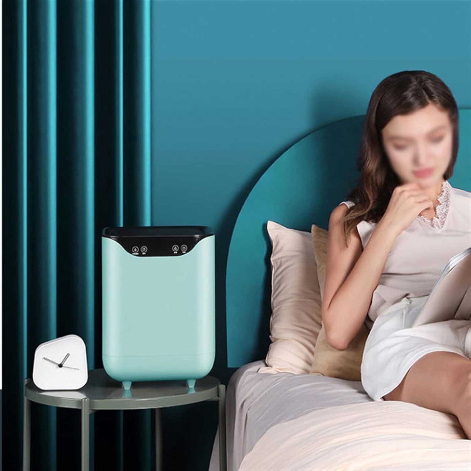 4L Large Capacity Quiet Operation Humidistat and Waterless Auto Shut-Off Top Fill Timing Green Cool Mist Humidifier (Colour: White)
