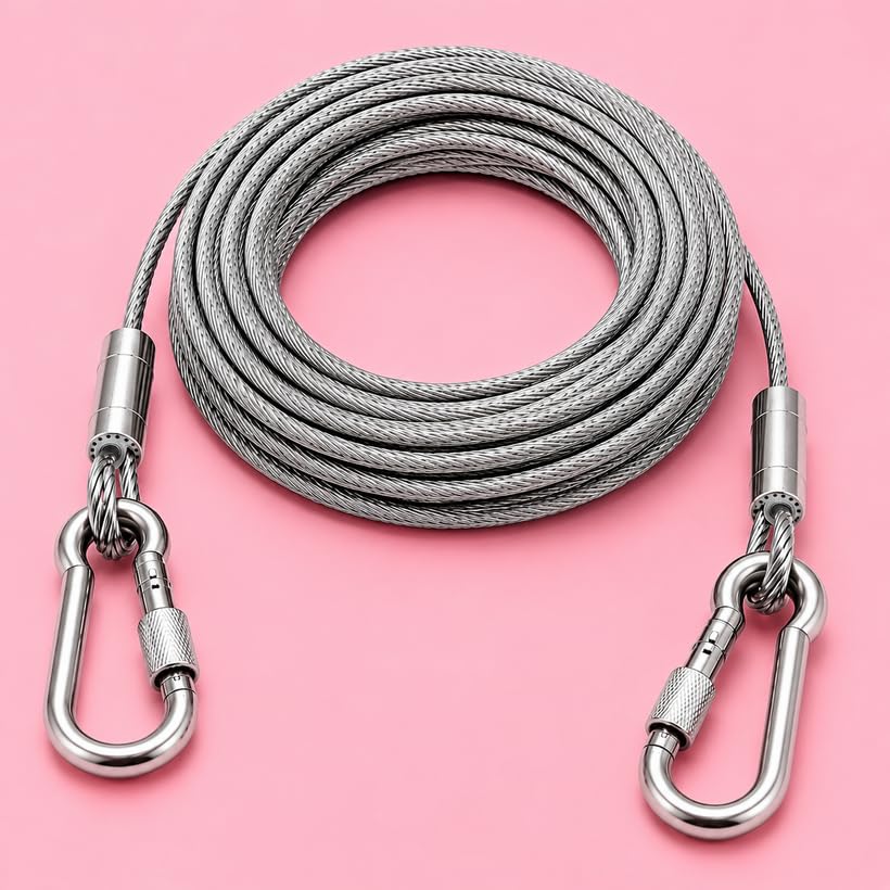 Household Hanging Steel Dori 3 mm x 10 Metre with 2 Locking Carabiner Hooks-image-19