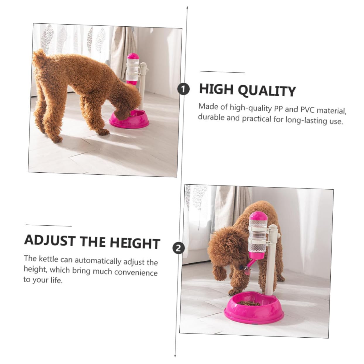Bebedero Automático para Mascotas Capacidad de 500ml y Alimentador Automático Ajuste de Altura Desmontable para Perros y Gatos