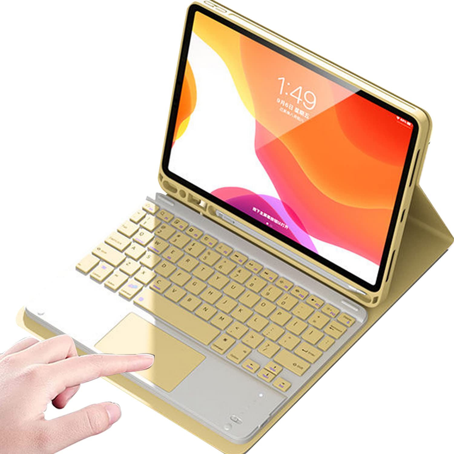 Custodia per iPad 6a 5a generazione Air 2 Pro 9.7 con tastiera Bluetooth con tasti rotondi