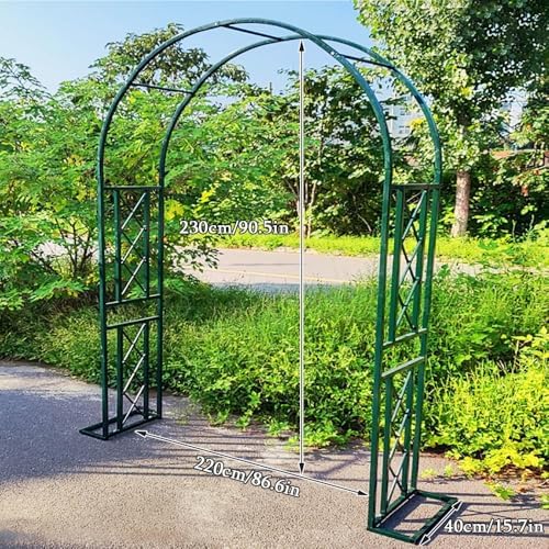 Sturdy Metal Garden Arch for Climbing Plants, Trellis for Roses & Vines, Easy Assembly Wedding Arch, Green Arbor Decoration - 102" W x 90.5" H