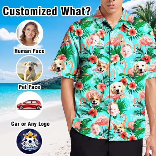 Custom Hawaiian Shirt with Face Picture for Men Custom Shirts Personalized Funny Button Down Hawaiian Beach Shirts w/Photo2