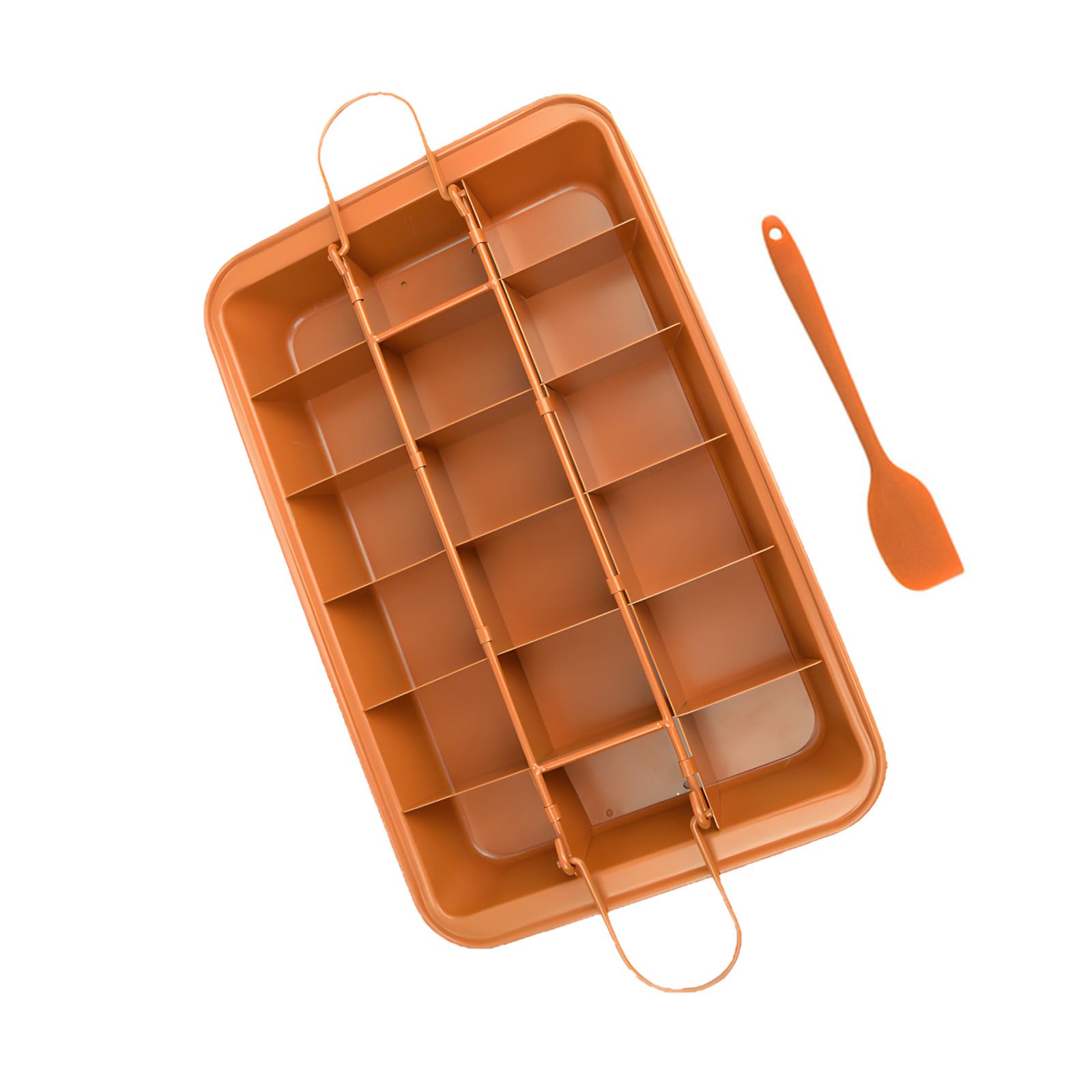 Molde antiadherente de acero al carbono para hornear brownies con separadores extraíbles para 18 pasteles o postres de igual tamaño