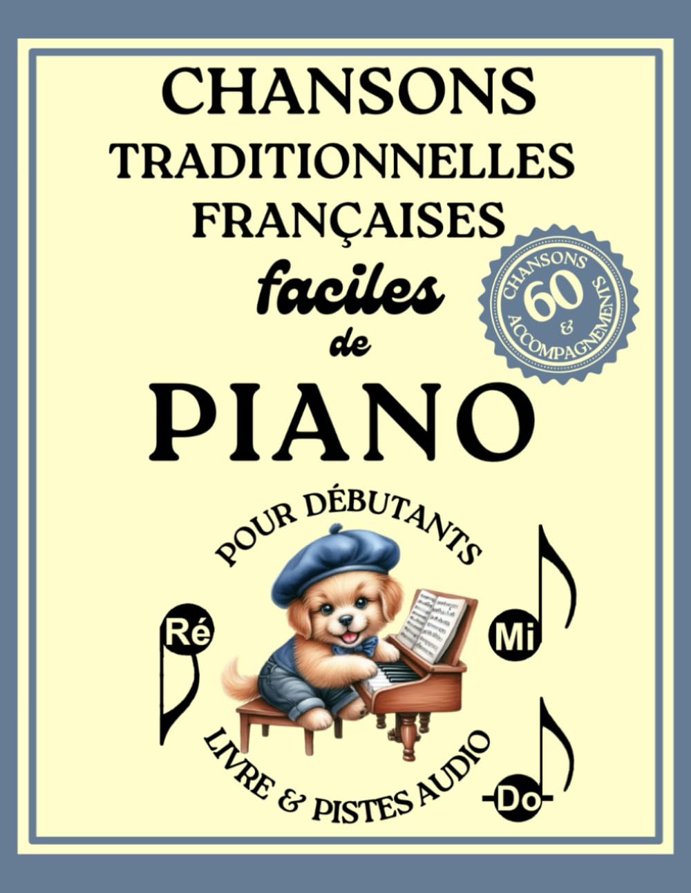 Chansons Traditionnelles Françaises Faciles de Piano pour Débutants (Livre & Pistes Audio): 30 Chansons de Piano & 30 Accompagnements en format à grandes notes avec les noms en lettres